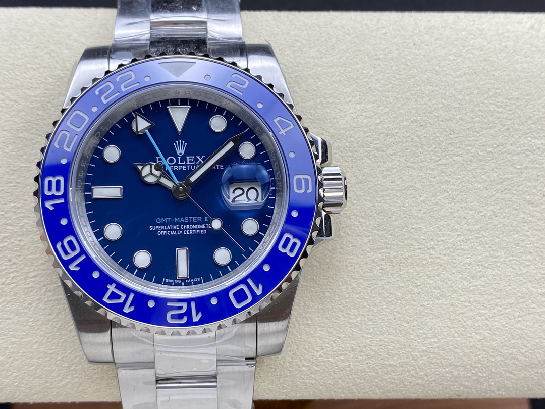 Rolex GMT Master II 126710 "Wildman" 904L SS Blue Dial on SS Oyster Bracelet